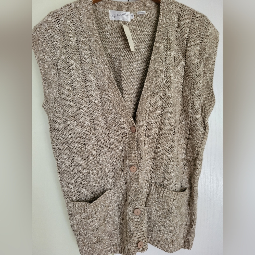 NWT R G Arnold Knitted Sleeveless Cardigan Sz M